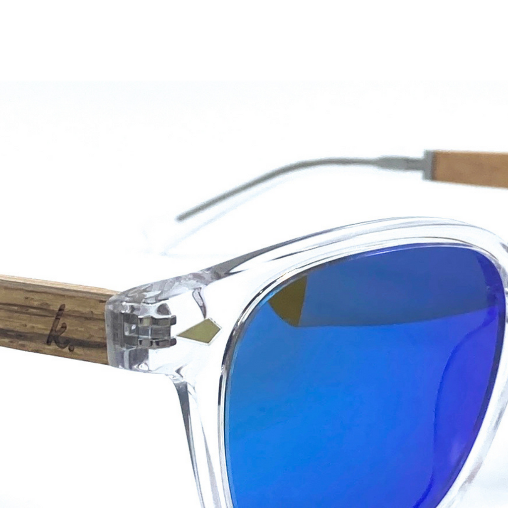 Blue lens Acetate Frame Wooden Legs Sunglasses by K-oba Eyewear